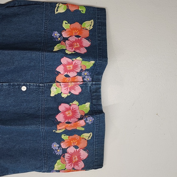 Erika Collection Dark Blue Floral Denim Shirt - Picture 5 of 7